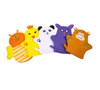VOSAREA Moufles de Bain pour Bébé en Coton 5 Pièces, Forme de Fruit Adorable, Légers et Efficaces pour Enlever Cellules Mortes, pour Garçon et Filles Plusieurs styles