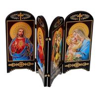 VOSAREA Ornement Bois Sainte Famille Vierge et Jésus Décoration de Table Catholique Plaque Décorative Bois Accessoire Religieux de Bureau et Maison Plusieurs Styles