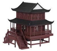 VOSAREA Ornement Miniature Chinois Marron pour Aquariums et Terrariums | Stabilité Assurée, Usage Eau et Terre, Style Architecture Ancienne, Décor Zen et Feng Shui