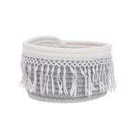 VOSAREA Panier De Rangement Tissé Corde De Coton Avec Pompons Conteneur De Rangement Pour Articles Divers Décoration De Bureau Et Intérieure Gris Haut