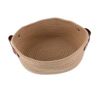 VOSAREA Panier De Rangement Tressé Corde De Coton Avec Double Poignée Panier Multifonction Pour Bureau Salle De Bain Chambre Boîte De Rangement Décorative Kaki