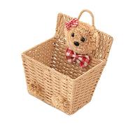 VOSAREA Panier Suspendu En Osier Tressé Panier De Rangement Ménager Décoratif Taille Moyenne Couleur Kaki Design Ours Pour Maison Bureau Organisateur Multifonctionnel Mural