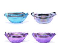 VOSAREA Paquet Banane Femme en Cuir PU Paillettes Réfléchissantes Pochette Violette Irisée Légère et Grosse Capacité Paquet Banane d'Extérieur pour Voyages et Promenade