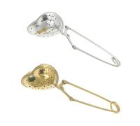 VOSAREA Passoires à Thé avec Poignée Lot de 2 en Acier Inoxydable Forme Cœur Infuseurs Réutilisables Faciles à Nettoyer pour Maison et Tea Party