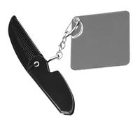 VOSAREA Peigne à Barbe Pliable Petit Format Miroir Carré Peigne Fin Pliable pour Hommes Porte-Clés Compact et Léger Accessoire de Voyage Pratique et Facile à Transporter