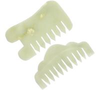 VOSAREA Peignes de Massage Dents Larges 2 Pièces en Jade Vert Outil Naturel pour la Circulation Sanguine et Soulager Maux de Tête pour Visage et Cuir Chevelu