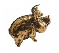 VOSAREA Pendentif en Laiton de Cochon du Zodiaque, Mini Décoration Intérieure Dorée Surface Lisse, Accessoire Créatif pour Voiture ou Présent Invité