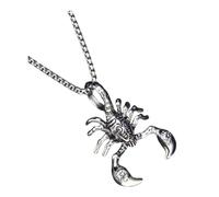 VOSAREA Pendentif Style Hip Hop Créatif Scorpion Collier en Acier Titane Argenté Chaîne Ajustable Design Animal Rétro Creux, Finition Soignée pour Homme et Femme