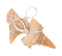 VOSAREA Pendentifs Dents de Requin Artificiels 2pcs, Décoration de Cou Délicate et Finement Travaillée, Cadeau pour Anniversaire ou Noël