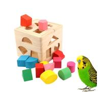 VOSAREA Perroquet en Bois Créatif pour Petits Oiseaux et Calopsittes, Bloc de Lancer Éducatif Favorisant Le Développement des Compétences Terrain de Jeu