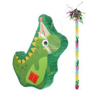 VOSAREA Piñata Dinosaure 3d Verte 2 Pièces Bâton à Frapper et Franges, Jeu de Bonbons Piñata Amusant pour Décoration Fête Anniversaire Garçon et Filles, Accessoires Fête Originale