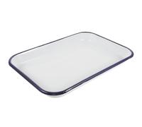 VOSAREA Plat à Four Rectangulaire en Émail Blanc Léger Conduction Rapide Chaleur, Moule à Tarte en Aluminium Émaillé pour Cuisson de Cookies et Congélation