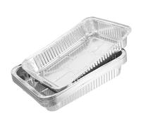 VOSAREA Plat à Rôtir en Papier D'aluminium Épais sans Couvercle 2350ml Argenté, Lot de 10 pour Cuisson de Poissons et Écrevisses Lors D'événements et Grands Repas