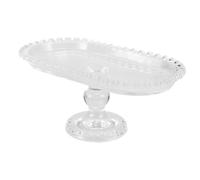 VOSAREA Plateau de Service en Verre Cristal Écologique pour Collations et Fruits, Design Moderne à Base Haute, pour Table à Manger et Buffet