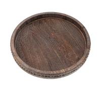 VOSAREA Plateau Décoratif Rond en Bois Rustique Base Perlée | Décoration Polyvalente Cuisine et Salle à Manger, Style Farmhouse Vintage, Format Rond 11, 69 Pouces