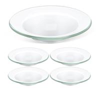 VOSAREA Plateaux Ronds en Verre Lot de 5 Réutilisables et Faciles à Nettoyer pour -Cire Aromathérapie pour Lampe Brûleur Fondant Électrique