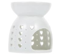 VOSAREA Poêle à Arômes Décoratif en Céramique Blanche Découpe Cœur, Support Stable et Élégant pour Diffuseur Huile Essentielle, pour Bureau et Maison