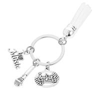 VOSAREA Porte-clés Construction Robuste Musical en Alliage de Zinc Argenté Microphone et Note de Musique et Design Créatif pour Décoration de Paquet ou Trousseau