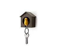 VOSAREA Porte-clés Nichoir Avec Oiseau Jaune Fixation Adhésive Dimensions Marron