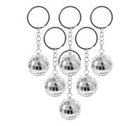 VOSAREA Porte-clés pour Fête Printemps Lot de 6 Mini Boule Disco Miroir Argentée en Alliage de Zinc et Plastique , Accessoire Pendentif Rétro pour Paquet