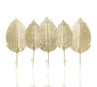 VOSAREA Porte-manteau Mural 4 Crochets en Fer Doré Style Nordique, Forme Feuille Robuste pour Manteaux, Chapeaux et Accessoires, Support Mural Décoratif pour Maison, la Cuisine et Salle