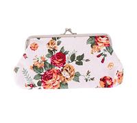 VOSAREA Portefeuille à Fermeture Fleurs Pochette à Boucle Portefeuille à Fermoir à Motif Floral Porte-Monnaie Vintage Porte-Monnaie Brodé Rétro pour Femme