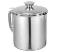 VOSAREA Pot à Huile de Cuisson 1,8l en Acier Inoxydable 410 avec Filtre Passoire Fine et Poignée en Acier, Récipient à Graisse Multifonction pour Filtration et Conservation Huile