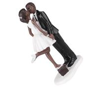VOSAREA Poupées De Gâteau De Mariage Poupée De Couple Décorative De Mariée Décorations Toppers à Gâteau Poupée De Couple Délicate Douane Oh Voile Fête Résine Black