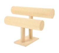 VOSAREA Présentoir à Bracelets Double Niveau Lin Naturel Support Bijoux Polyvalent pour Organisation et Exposition Bureau et Décoration