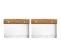VOSAREA Racloir à Pâte Inoxydable 2 Pcs avec Manche Bois Gradué, Spatule Raclante Multifonction pour Découpe et Étalage, Outil de Cuisson Pratique pour Pâtisserie et Couleur Aléatoire
