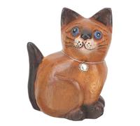 VOSAREA Sculpture Bois Chaton Miniature Décoratif Bois Massif Ornement Chat Sculpté pour Maison Et Bureau
