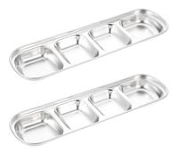 VOSAREA Set de 2 Assiettes à Sauce en Acier Inoxydable Design Quadrillé Unique, pour Stocker 4 Sauces Différentes en Toute Sécurité, pour Restaurant ou Usage Domestique