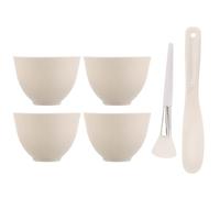 VOSAREA Set D'outils de Beauté Professionnel avec 4 Bols en Silicone Blanc de 300ml, Spatule Incurvée Réutilisable et Pinceau pour Masques Visage, pour Spa et Soins DIY