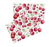 VOSAREA Sticker Mural Cerise Amovible 30x20 Cm Pvc Résistant Pour Décoration Maison Salon Chambre, Autocollant Fruit Coloré, Lot De 2 Set De Pièces