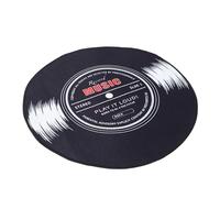 VOSAREA Tapis de Platine Vinyle Rond 22,8x22,8 Pouces Noir en Polyester Antidérapant Lavable, Tapis Décoratif Vintage, du Bruit, pour Music Room et Studio