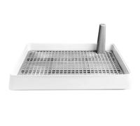 VOSAREA Toilette pour Chien D'intérieur Grille Amovible et Double Couche, Bac à Pipi en PP Blanc 1 Litre, Design à Faible Entrée pour Chiot Pratique et Absorbant