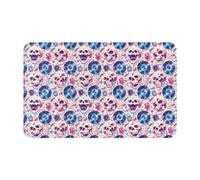 VOSERY Blue Record Tapis de salle de bain, 76,2 x 50,8 cm, doux, absorbant, antidérapant, lavable en machine, motif tête de mort