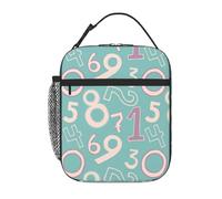 VOSERY Boîte à déjeuner pour homme et femme - Sac à déjeuner isotherme élégant, boîte à déjeuner isotherme avec chiffres mathématiques verts, petite boîte à déjeuner pour femme, boîte à déjeuner pour