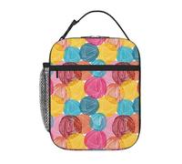 VOSERY Boîte à déjeuner pour homme et femme - Sac à déjeuner isotherme élégant, boîte à déjeuner isotherme avec boules de laine colorées, petite boîte à déjeuner pour femme, boîte à déjeuner pour