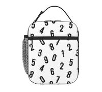 VOSERY Boîte à déjeuner pour homme et femme - Sac à déjeuner isotherme élégant pour homme, boîte à déjeuner isotherme noire avec chiffres mathématiques, petite boîte à déjeuner pour femme, boîte à