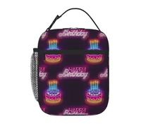 VOSERY Boîte à déjeuner pour homme et femme - Sac à déjeuner isotherme élégant pour homme, boîte à déjeuner isotherme avec ampoule « Happy Birthday », petite boîte à déjeuner pour femme, boîte à