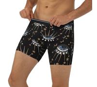Vosery Boxer long pour homme - Œil artistique étoiles, doux et confortable, Noir/blanc, XXL