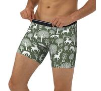 VOSERY Boxer minimaliste mignon vert cerf pour homme, caleçons boxeurs doux, respirants et longs pour hommes, Noir/blanc, M