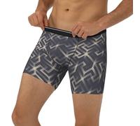 VOSERY Caleçon boxeur pour homme avec motifs géométriques labyrinthes, doux et respirant, Noir/blanc, M