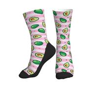 VOSERY Chaussettes pour homme et femme, jolies rayures roses avocat, chaussettes fantaisie amusantes pour homme et femme