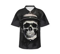 VOSERY Chemises hawaïennes pour homme - Chapeau de magicien tête de mort pour homme - Chemise d'été à manches courtes boutonnées pour la plage décontractée, Noir/blanc, XL