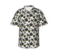 VOSERY Chemises hawaïennes pour homme - Urchin Sea Urchin - Chemise d'été à manches courtes boutonnée pour la plage décontractée, noir, Taille S