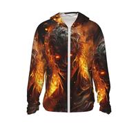 VOSERY Cool Fire Veste à capuche légère à manches longues pour homme et femme Motif guerrier aux yeux rouges, Noir/blanc, S