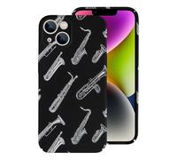 Vosery Coque compatible avec iPhone 14 6,1 pouces - Coque de téléphone vintage blanche à imprimé saxophone compatible avec iPhone 14 pour homme et femme, anti-rayures et antichoc