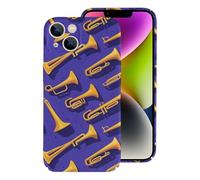 Vosery Coque compatible avec iPhone 14 6,1 pouces - Coque minimaliste à imprimé jaune saxophone compatible avec iPhone 14 pour homme et femme, anti-rayures et antichoc